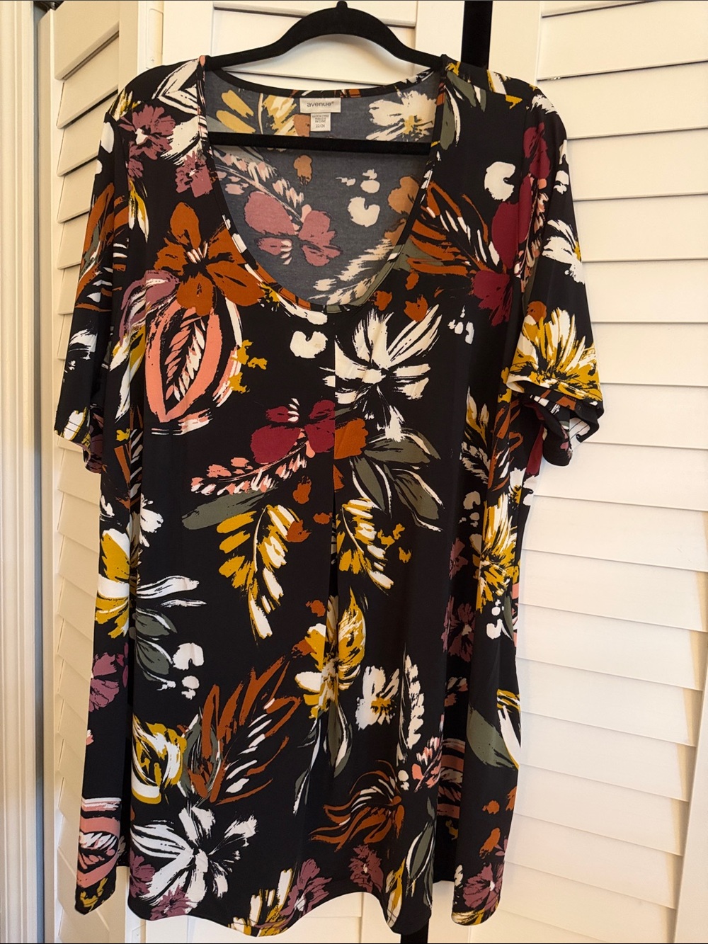 Avenue Black Floral Tunic with Mustard, Rust & Olive